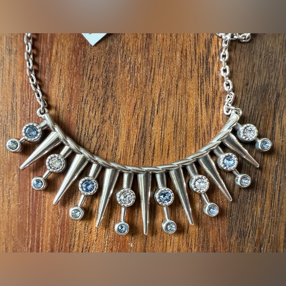 Brighton Silver Spike & Crystal Statement Necklace - Silver - Picture 3 of 5